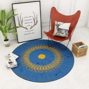 Alfombra Redonda <br> Azul y Amarilla