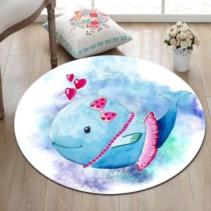 Alfombra Redonda <br> Ballena Azul Alfombra Redonda <br> Ballena Azul