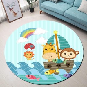 Alfombra Redonda <br> Barcos de Animales Alfombra Redonda <br> Barcos de Animales