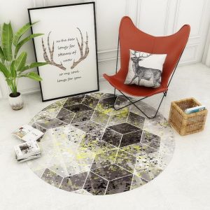 Alfombra Redonda <br> Blanco y Gris Alfombra Redonda <br> Blanco y Gris
