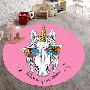 Alfombra Redonda <br> Caballo Unicornio