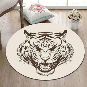 Alfombra Redonda <br> Cabeza de Tigre Alfombra Redonda <br> Cabeza de Tigre