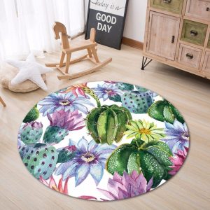 Alfombra Redonda <br> Cactus y Flores Alfombra Redonda <br> Cactus y Flores