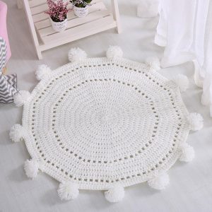 Alfombra Redonda <br> Crochet Blanco