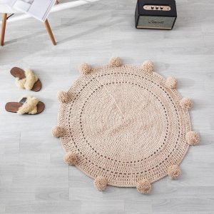 Alfombra Redonda <br> Crochet Caqui Alfombra Redonda <br> Crochet Caqui