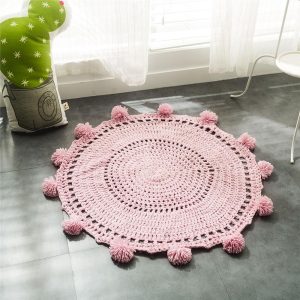 Alfombra Redonda <br> Crochet Rosa Alfombra Redonda <br> Crochet Rosa