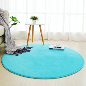 Alfombra Redonda <br> De Baño Azul Claro