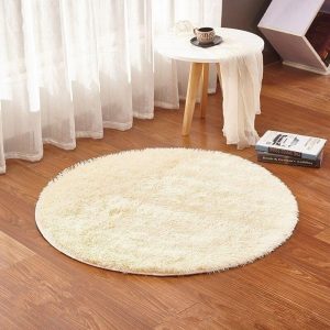 Alfombra Redonda <br> De Color Crema Alfombra Redonda <br> De Color Crema