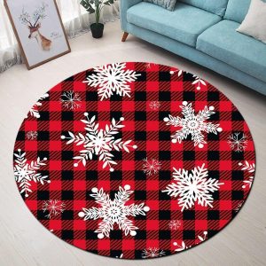 Alfombra Redonda <br> De Copos De Nieve