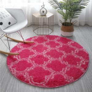 Alfombra Redonda <br> De Pelo Largo Rojo Alfombra Redonda <br> De Pelo Largo Rojo
