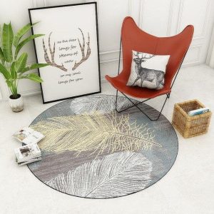 Alfombra Redonda <br> Decoración De Plumas Alfombra Redonda <br> Decoración De Plumas