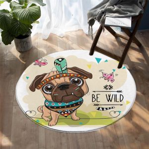Alfombra Redonda <br> Dibujo de un Perro Alfombra Redonda <br> Dibujo de un Perro