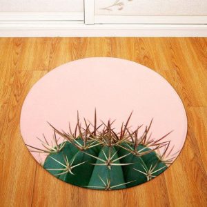 Alfombra Redonda <br> Diseño De Cactus