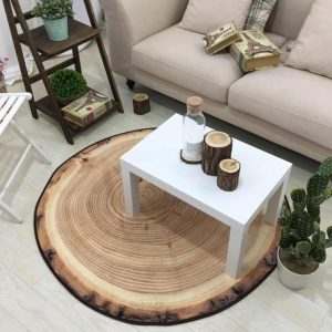 Alfombra Redonda <br> Efecto Madera