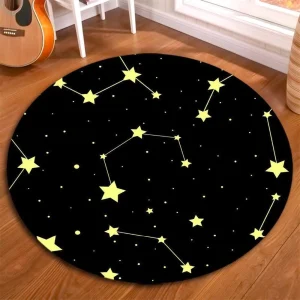 Alfombra Redonda <br> Estrellas Amarillas Alfombra Redonda <br> Estrellas Amarillas