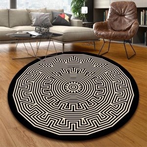 Alfombra Redonda <br> Étnica Blanco y Negro Alfombra Redonda <br> Étnica Blanco y Negro