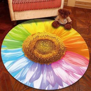 Alfombra Redonda <br> Flor Arco Iris Alfombra Redonda <br> Flor Arco Iris