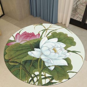Alfombra Redonda <br> Flor Blanca Alfombra Redonda <br> Flor Blanca