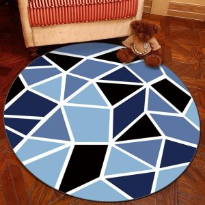 Alfombra Redonda <br> Forma Geométrica Azul Alfombra Redonda <br> Forma Geométrica Azul