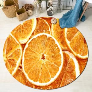 Alfombra Redonda <br> Fruta Naranja Alfombra Redonda <br> Fruta Naranja