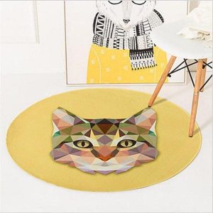 Alfombra Redonda <br> Gato Geométrico Alfombra Redonda <br> Gato Geométrico