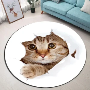 Alfombra Redonda <br> Gato Lindo Alfombra Redonda <br> Gato Lindo