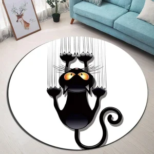 Alfombra Redonda <br> Gato Negro Alfombra Redonda <br> Gato Negro