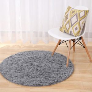 Alfombra Redonda <br> Gris Shaggy