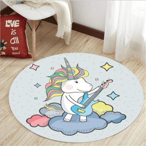 Alfombra Redonda <br> Guitarrista Unicornio