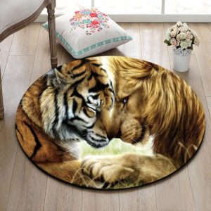 Alfombra Redonda <br> León y Tigre Alfombra Redonda <br> León y Tigre