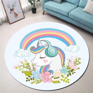 Alfombra Redonda <br> Lindo Unicornio Alfombra Redonda <br> Lindo Unicornio