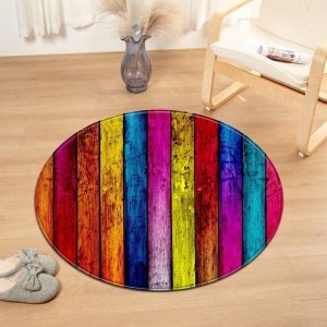 Alfombra Redonda <br> Madera Multicolor Alfombra Redonda <br> Madera Multicolor