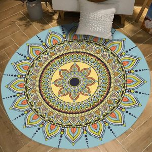 Alfombra Redonda <br> Mandala Azul Alfombra Redonda <br> Mandala Azul