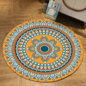 Alfombra Redonda <br> Mandala Naranja Alfombra Redonda <br> Mandala Naranja