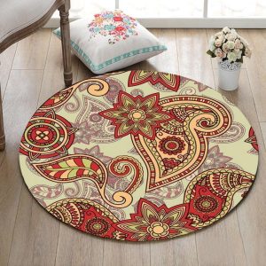 Alfombra Redonda <br> Mandala Rojo Alfombra Redonda <br> Mandala Rojo