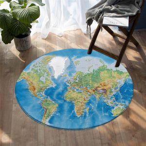Alfombra Redonda <br> Mapa Del Mundo Alfombra Redonda <br> Mapa Del Mundo