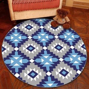 Alfombra Redonda <br> Patrones Azules