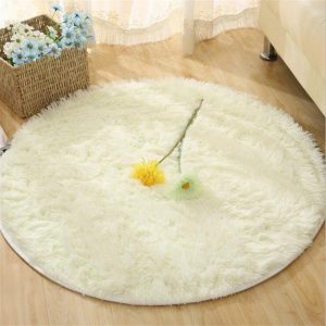 Alfombra Redonda <br> Pelo Blanco Alfombra Redonda <br> Pelo Blanco