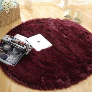 Alfombra Redonda <br> Pelo Burdeos Alfombra Redonda <br> Pelo Burdeos
