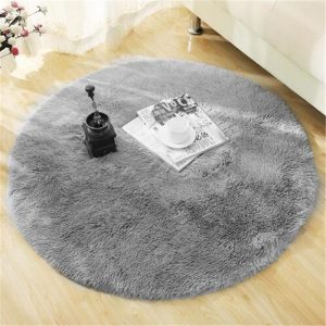 Alfombra Redonda <br> Pelo Gris Alfombra Redonda <br> Pelo Gris