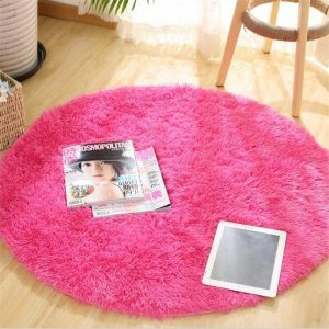 Alfombra Redonda <br> Pelo Rosa Alfombra Redonda <br> Pelo Rosa