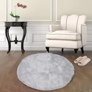 Alfombra Redonda <br> Peludo Gris