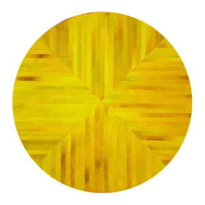 Alfombra Redonda <br> Piel de Vaca Amarilla Alfombra Redonda <br> Piel de Vaca Amarilla