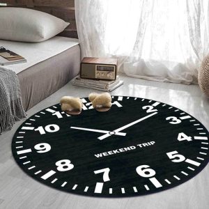 Alfombra Redonda <br> Reloj Negro Alfombra Redonda <br> Reloj Negro