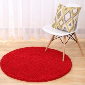 Alfombra Redonda <br> Roja Shaggy Alfombra Redonda <br> Roja Shaggy