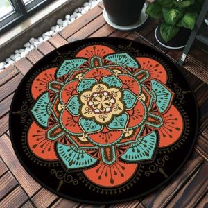 Alfombra Redonda <br> Roja Y Negra Alfombra Redonda <br> Roja Y Negra