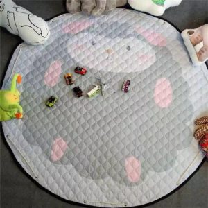 Alfombra Redonda <br> Rosa Y Gris