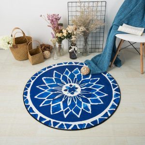Alfombra Redonda <br> Roseta Azul Alfombra Redonda <br> Roseta Azul