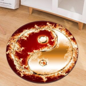 Alfombra Redonda <br> Yin Yang En el Fuego