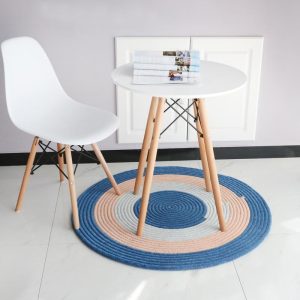 Alfombra Redonda <br> Yute Azul